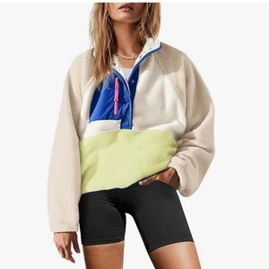 Sherpa fleece color lock pullover - White, Neon, Blue, Cream, Pinky